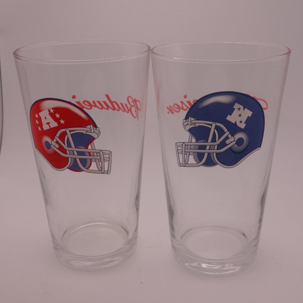 Set of AFC and NFC Budweiser Beer Glasses